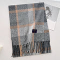 Brushed Check Long Tassel Scarf - NO16