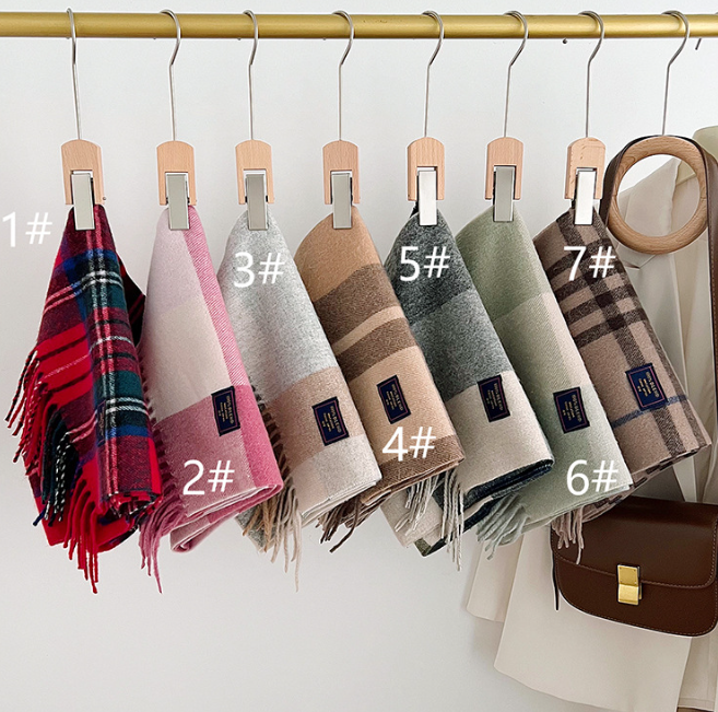 Brushed Check Long Tassel Scarf - view 4
