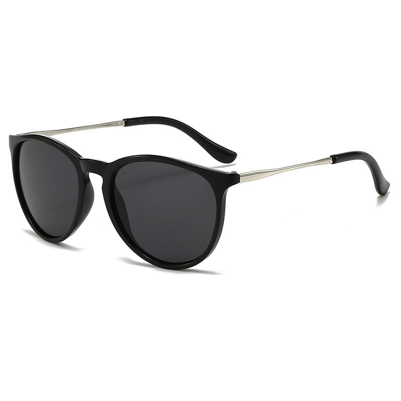 Round Frame Metal Temple Retro Sunglasses - C01