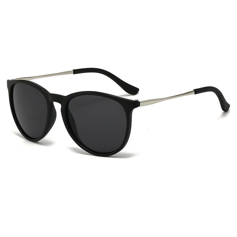 Round Frame Metal Temple Retro Sunglasses - C02