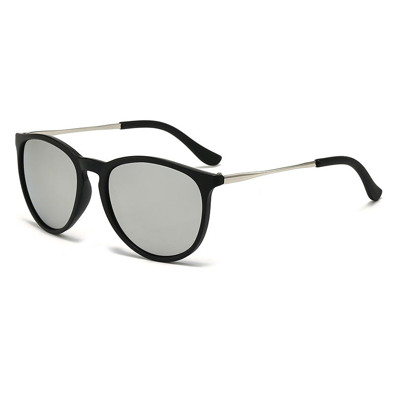 Round Frame Metal Temple Retro Sunglasses - C03