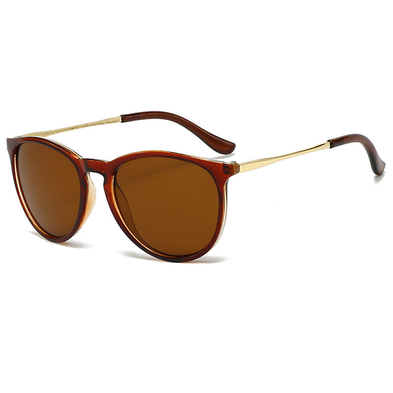 Round Frame Metal Temple Retro Sunglasses - C04