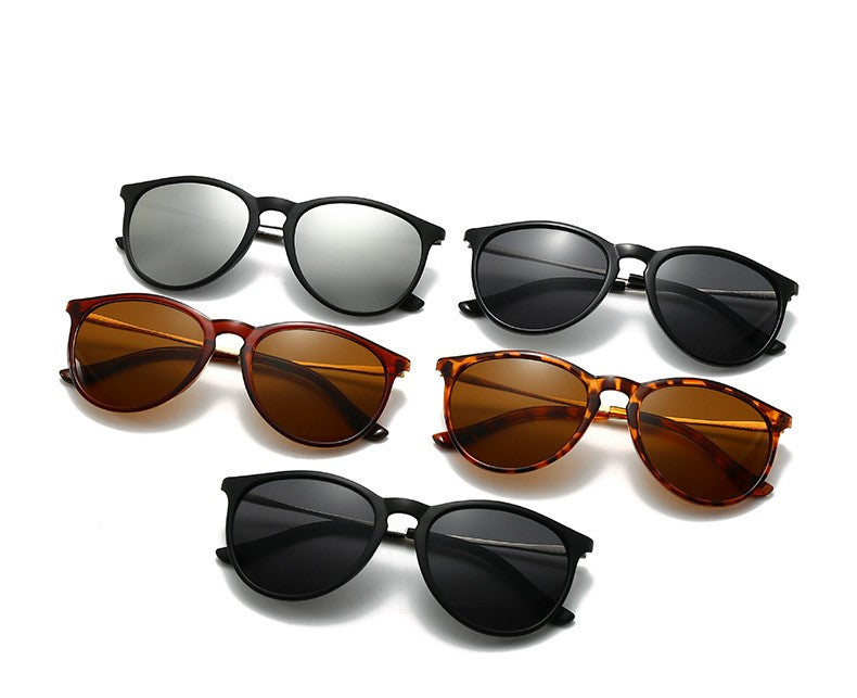 Round Frame Metal Temple Retro Sunglasses