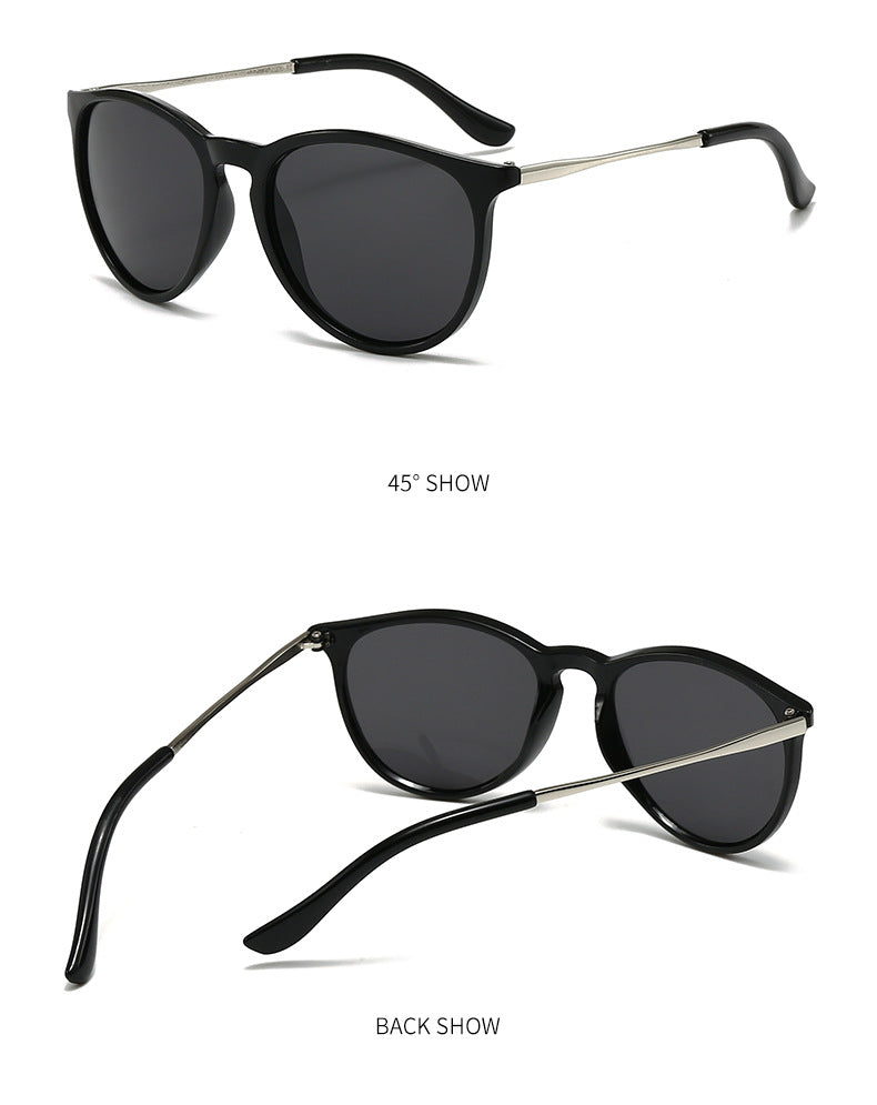 Round Frame Metal Temple Retro Sunglasses - view 3