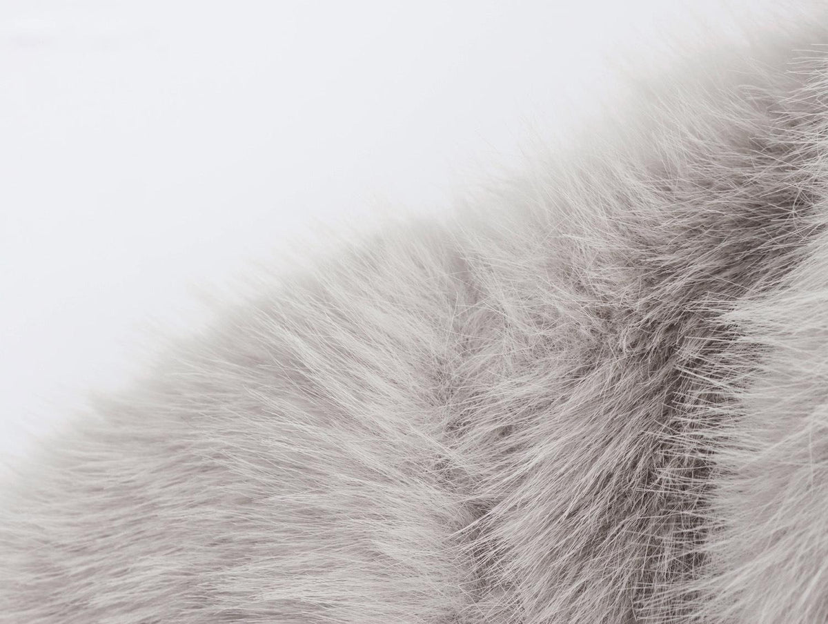 Oversized Lapel Faux Fur Cropped Coat - Gray - 3