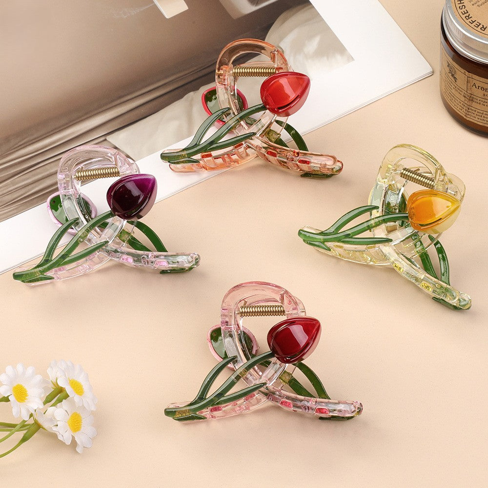 Tulip Flower Clear Hair Claw Clip - view 2