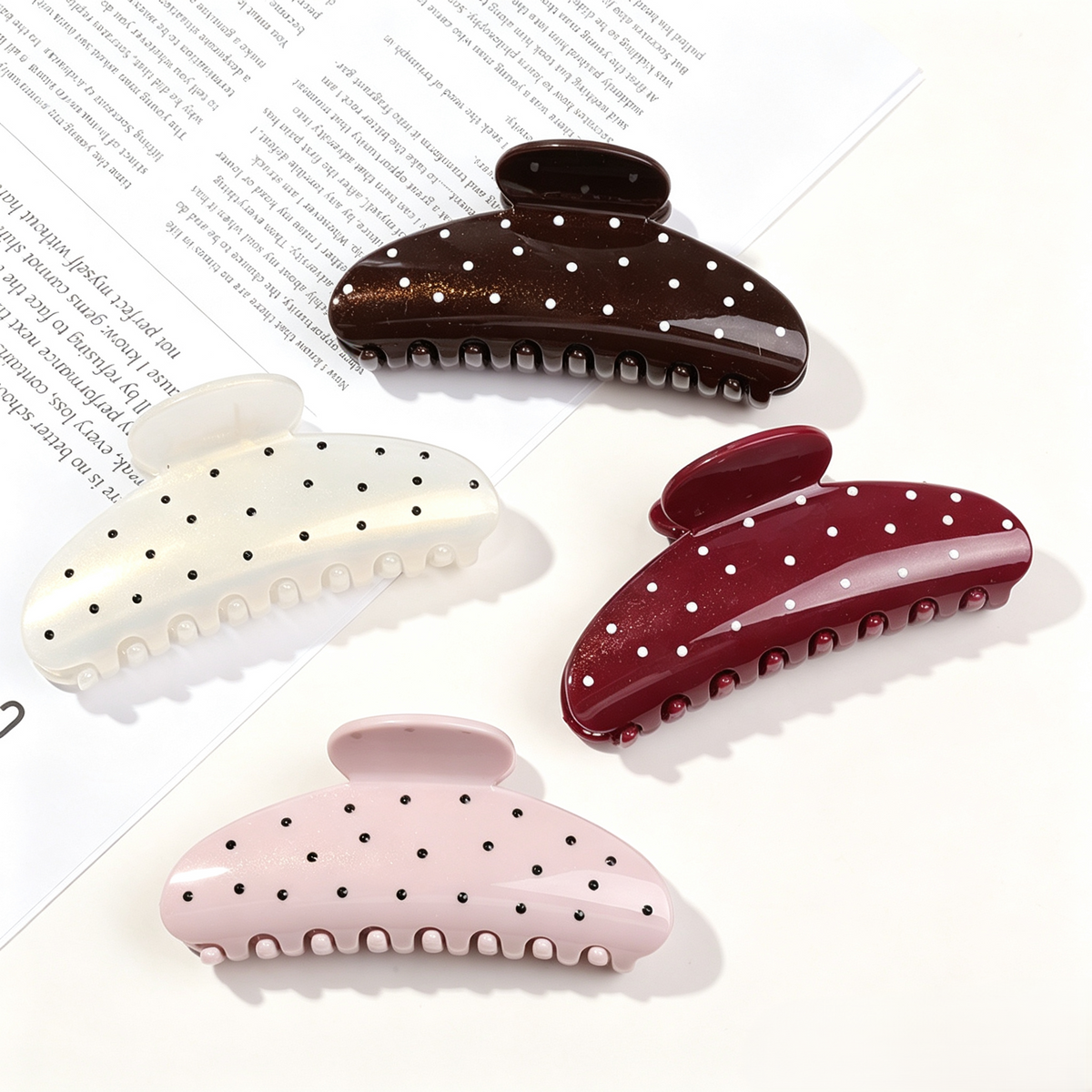 Glossy Dotted Oversized Hair Claw Clip