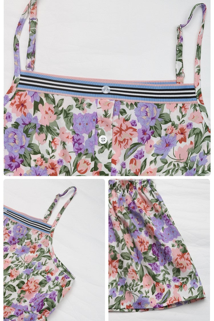 Ditsy Floral Tiered Slip Midi Dress - Floral - 4