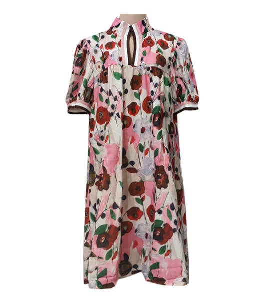 Poppy Floral Puff Sleeve Shift Dress