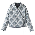 Paisley Print Quilted Wrap Jacket - White