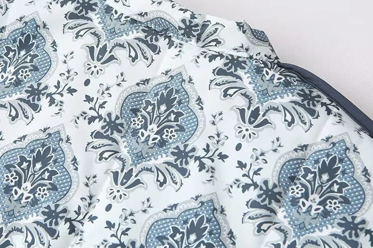 Paisley Print Quilted Wrap Jacket - White - 7