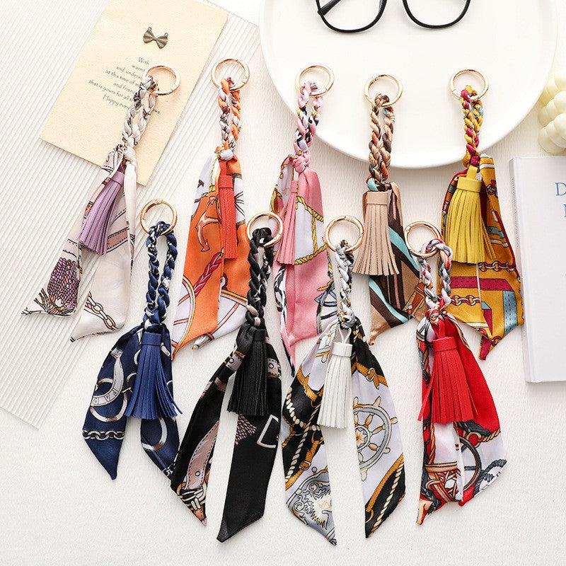 Silky Scarf Tassel Bag Charm Keychain