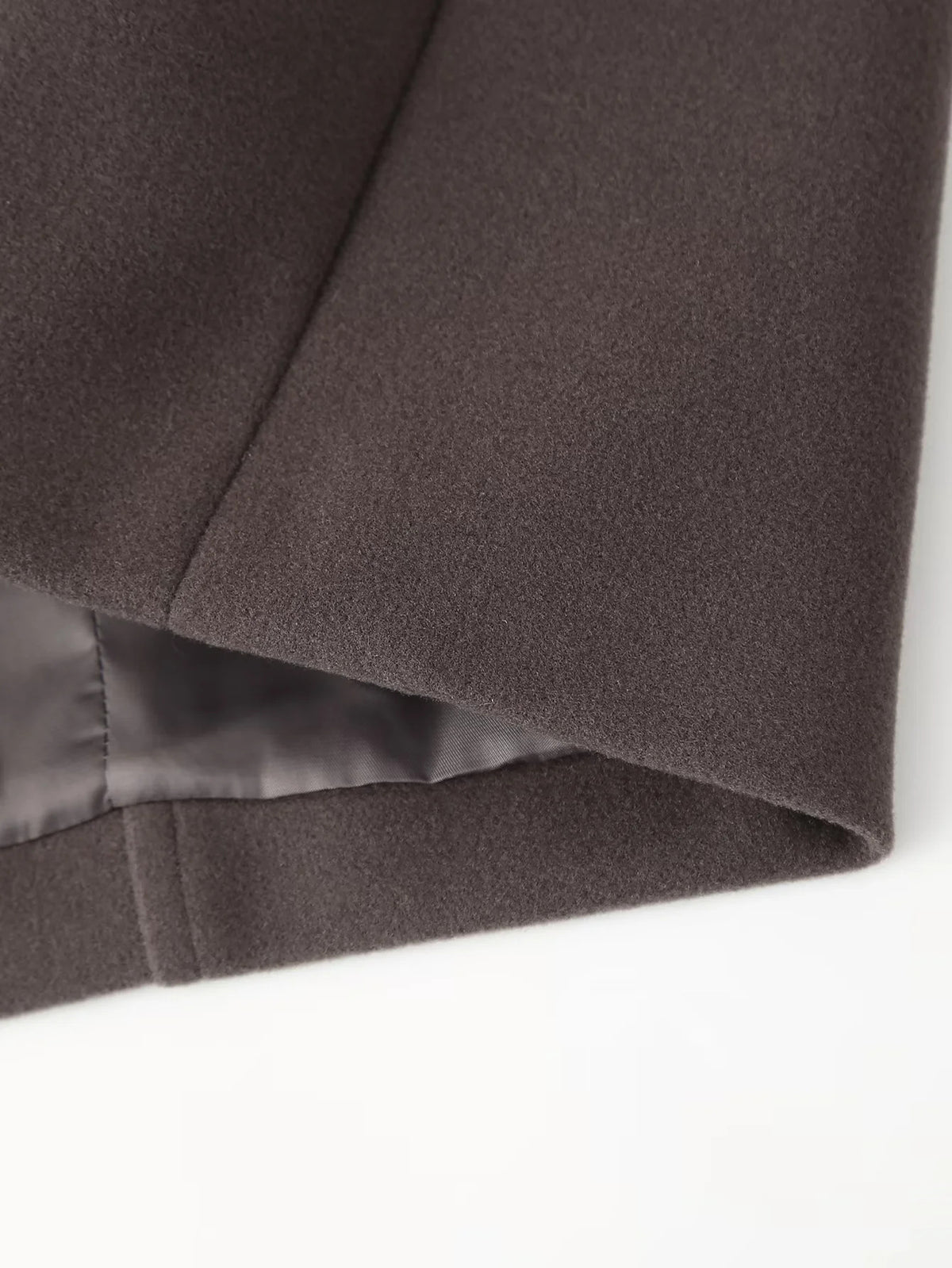 Short Double Breasted Wool Blend Coat - Brown - 3