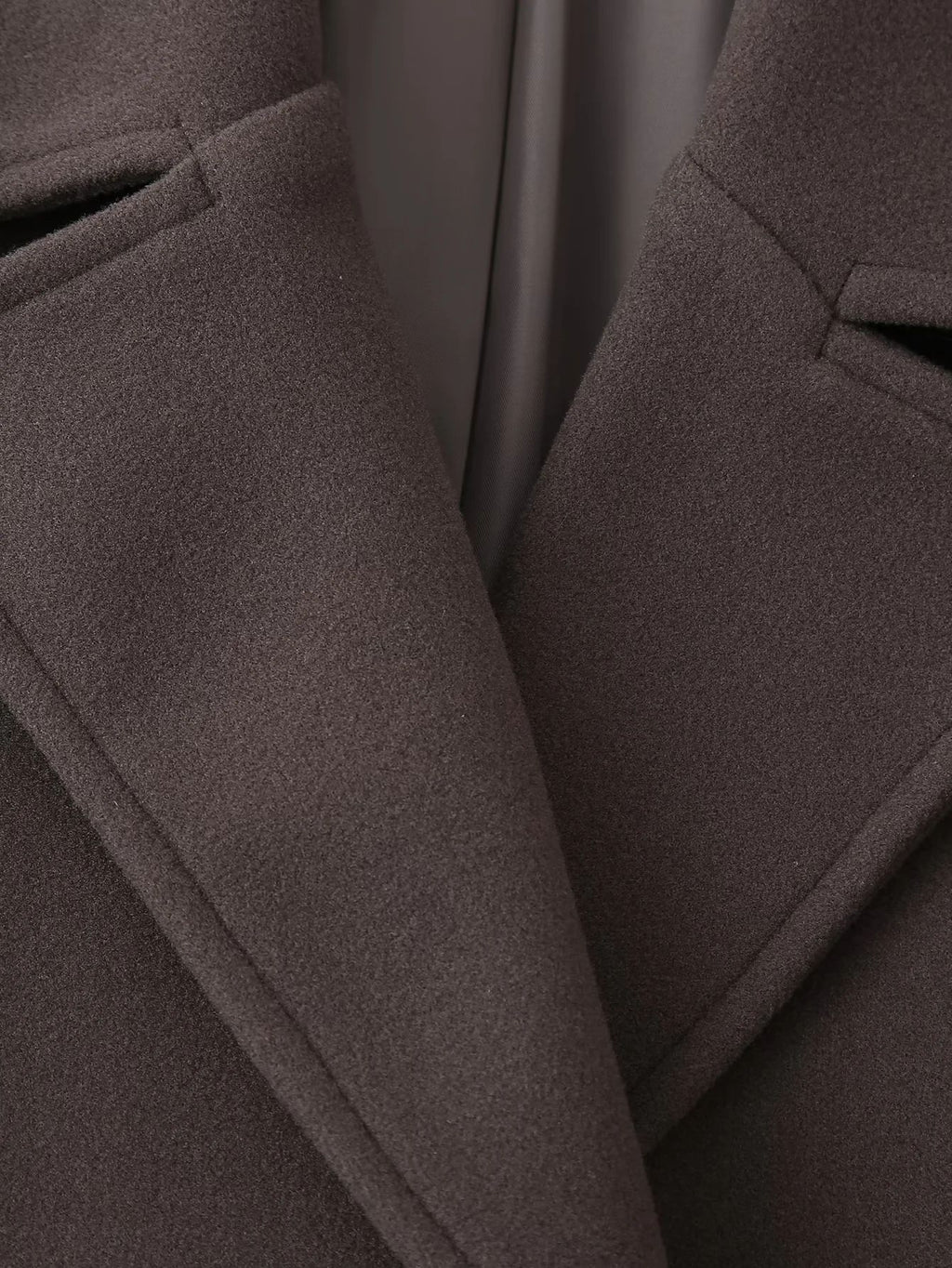 Short Double Breasted Wool Blend Coat - Brown - 4