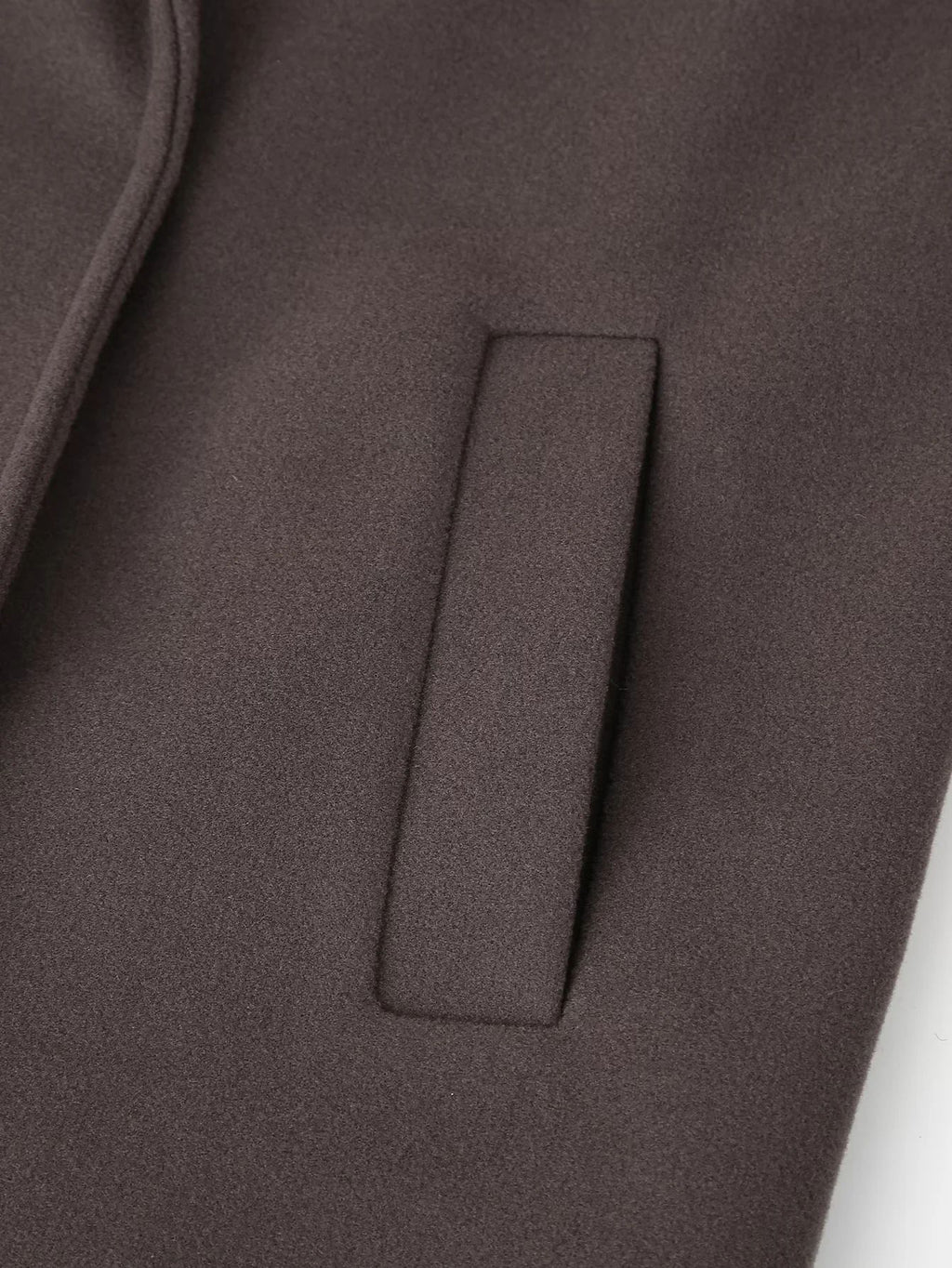 Short Double Breasted Wool Blend Coat - Brown - 5