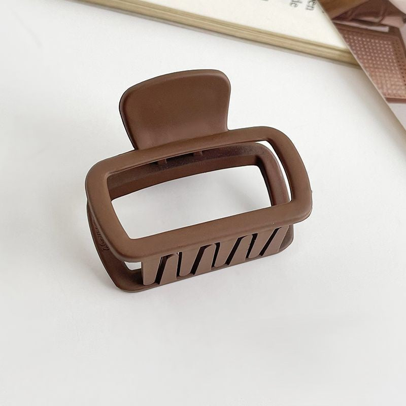 Matte Rectangle Small Hair Claw Clip - Coffee