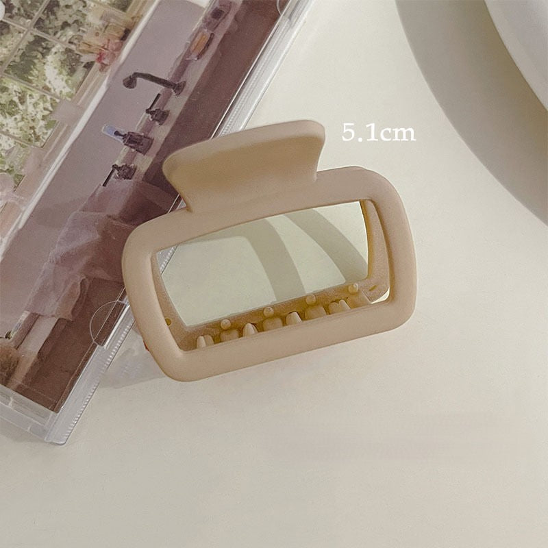 Matte Rectangle Small Hair Claw Clip - Light_Coffee