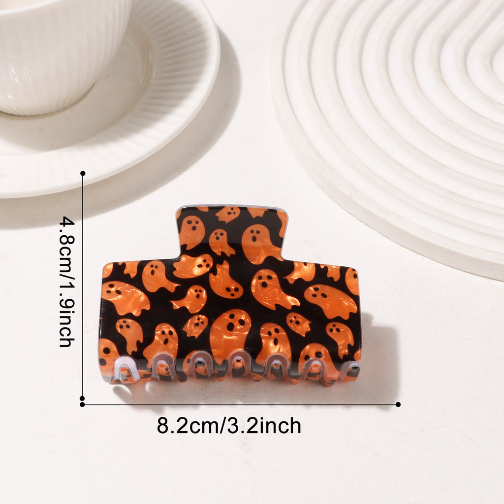 Halloween Print Rectangle Hair Claw Clip - Color_01
