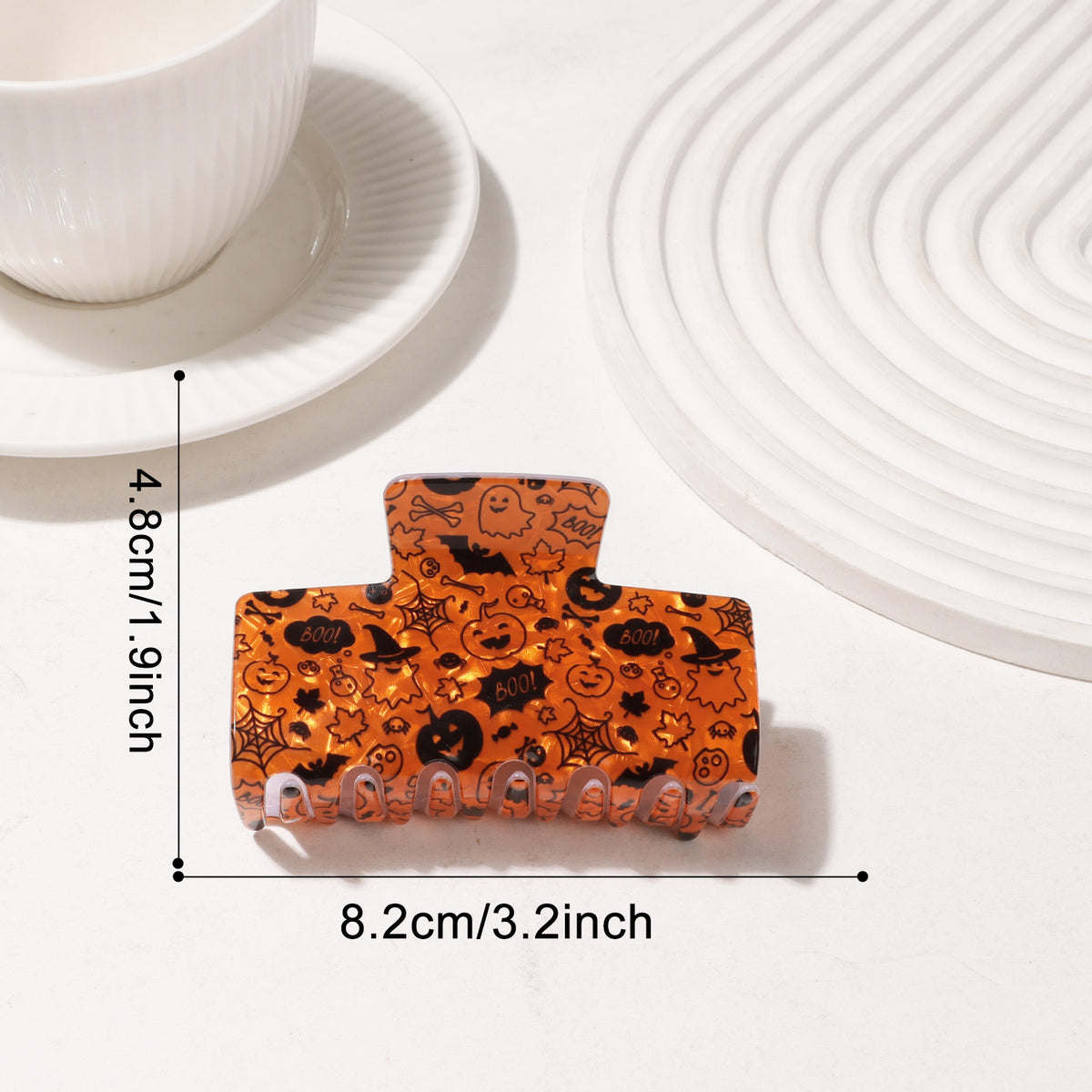 Halloween Print Rectangle Hair Claw Clip - Color_02
