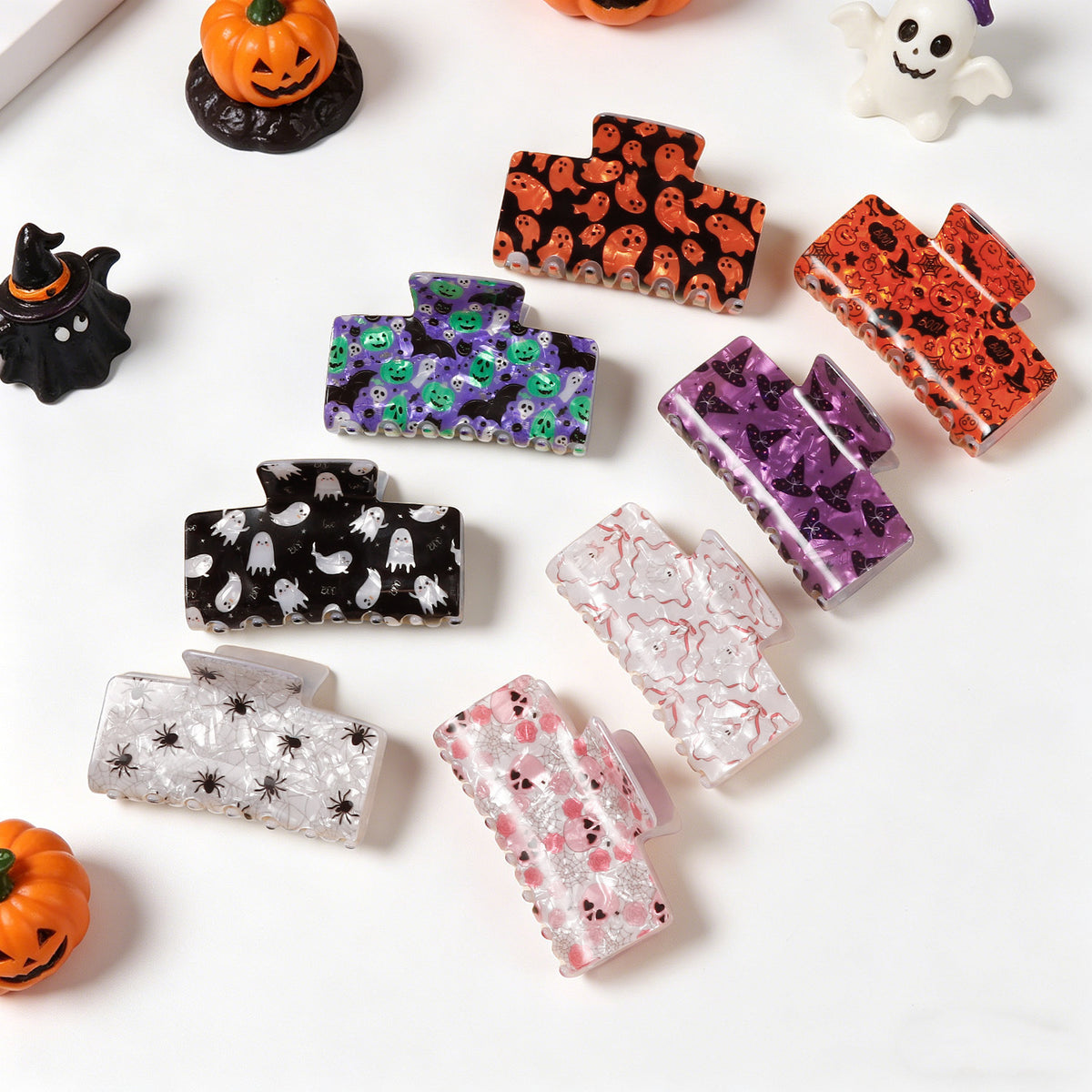 Halloween Print Rectangle Hair Claw Clip
