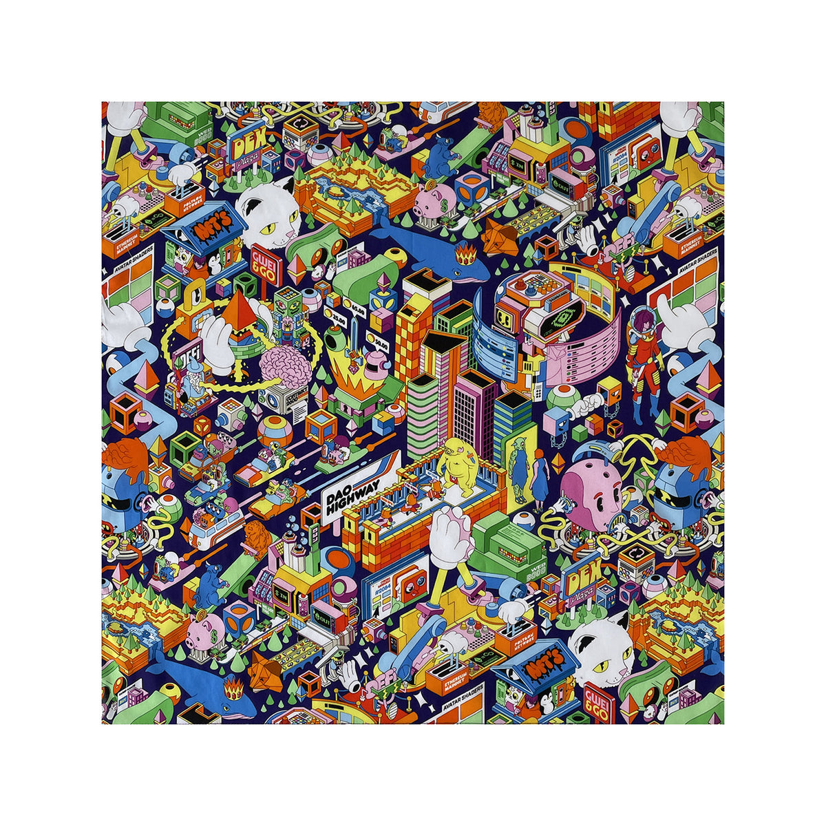 Street Art Doodle Print Cotton Bandana - C1
