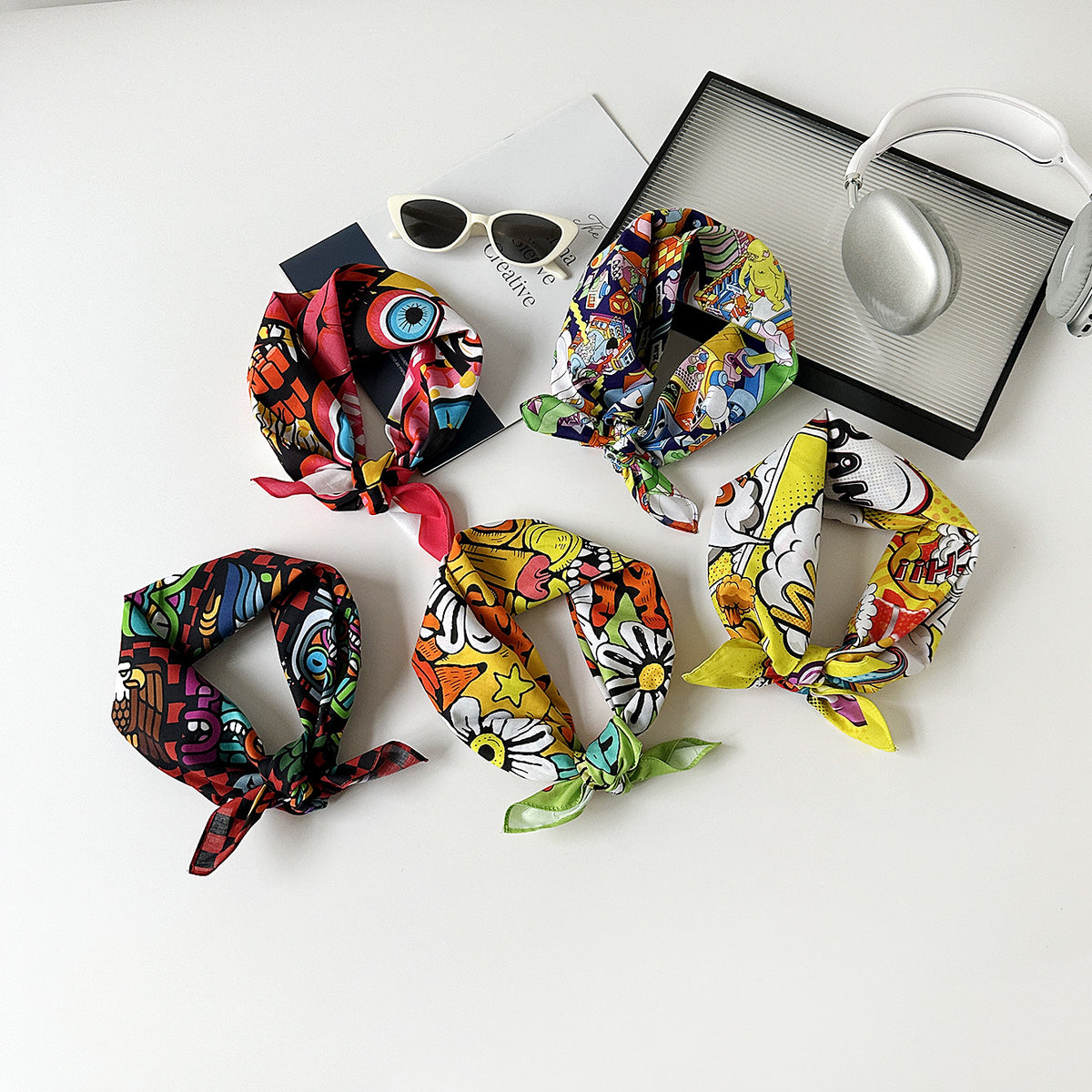 Street Art Doodle Print Cotton Bandana