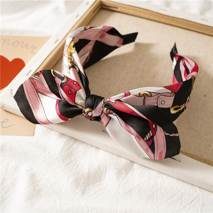 Bunny Ear Knot Printed Wide Headband - Color_07