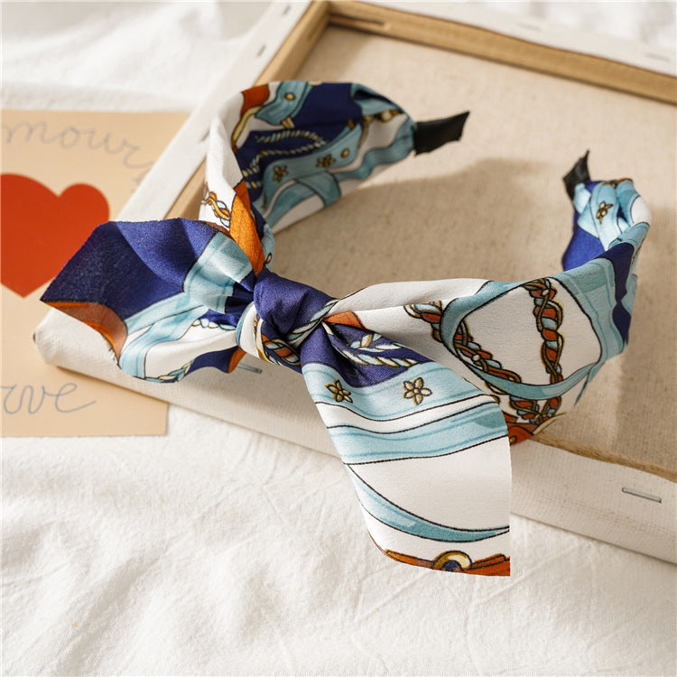 Bunny Ear Knot Printed Wide Headband - Color_08