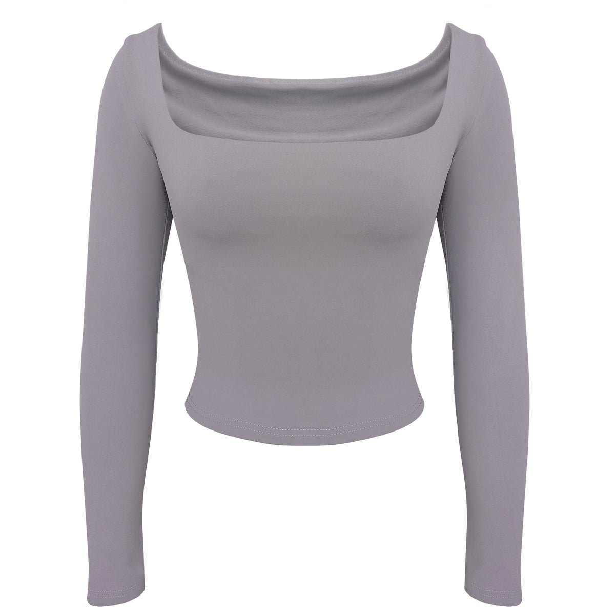Second Skin Square Neck Long Sleeve Top - Grey