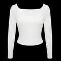 Second Skin Square Neck Long Sleeve Top - White