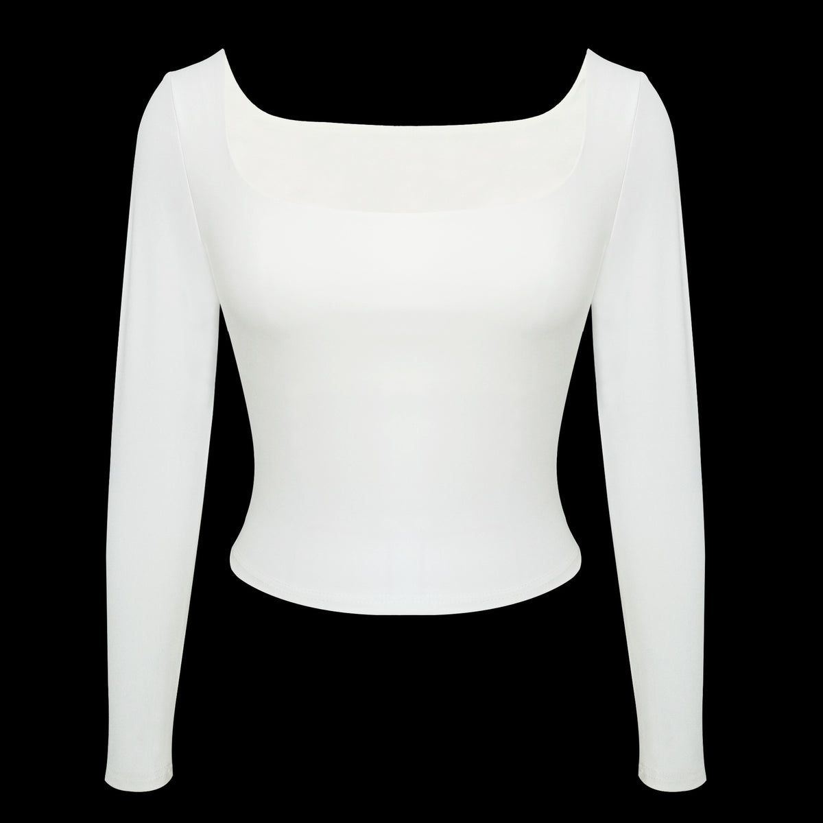 Second Skin Square Neck Long Sleeve Top - White