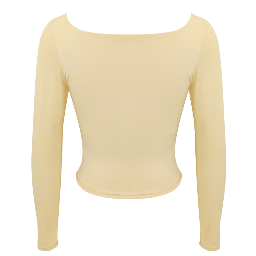 Second Skin Square Neck Long Sleeve Top - Yellow - 2