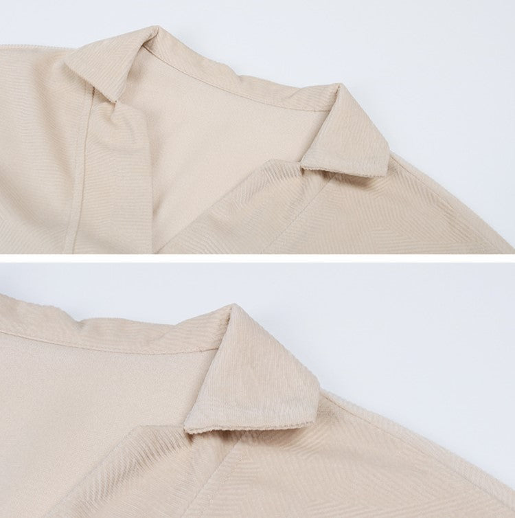 Collared V Neck Cap Sleeve Blouse - Apricot - 5