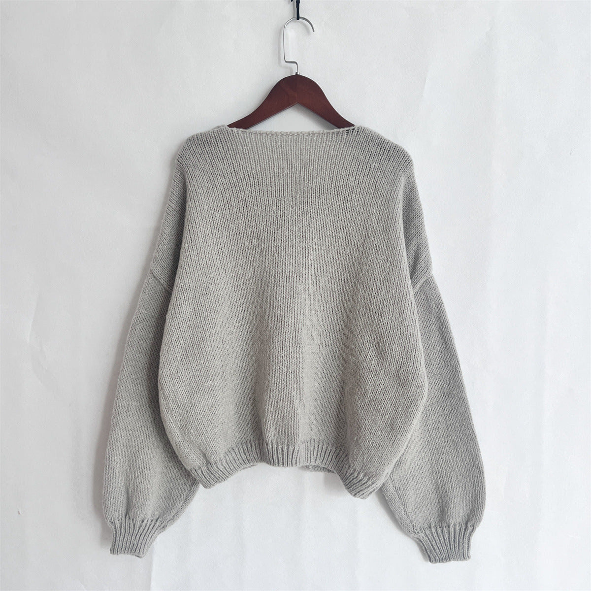 Bow Tie Front Balloon Sleeve Cardigan - grey - 2
