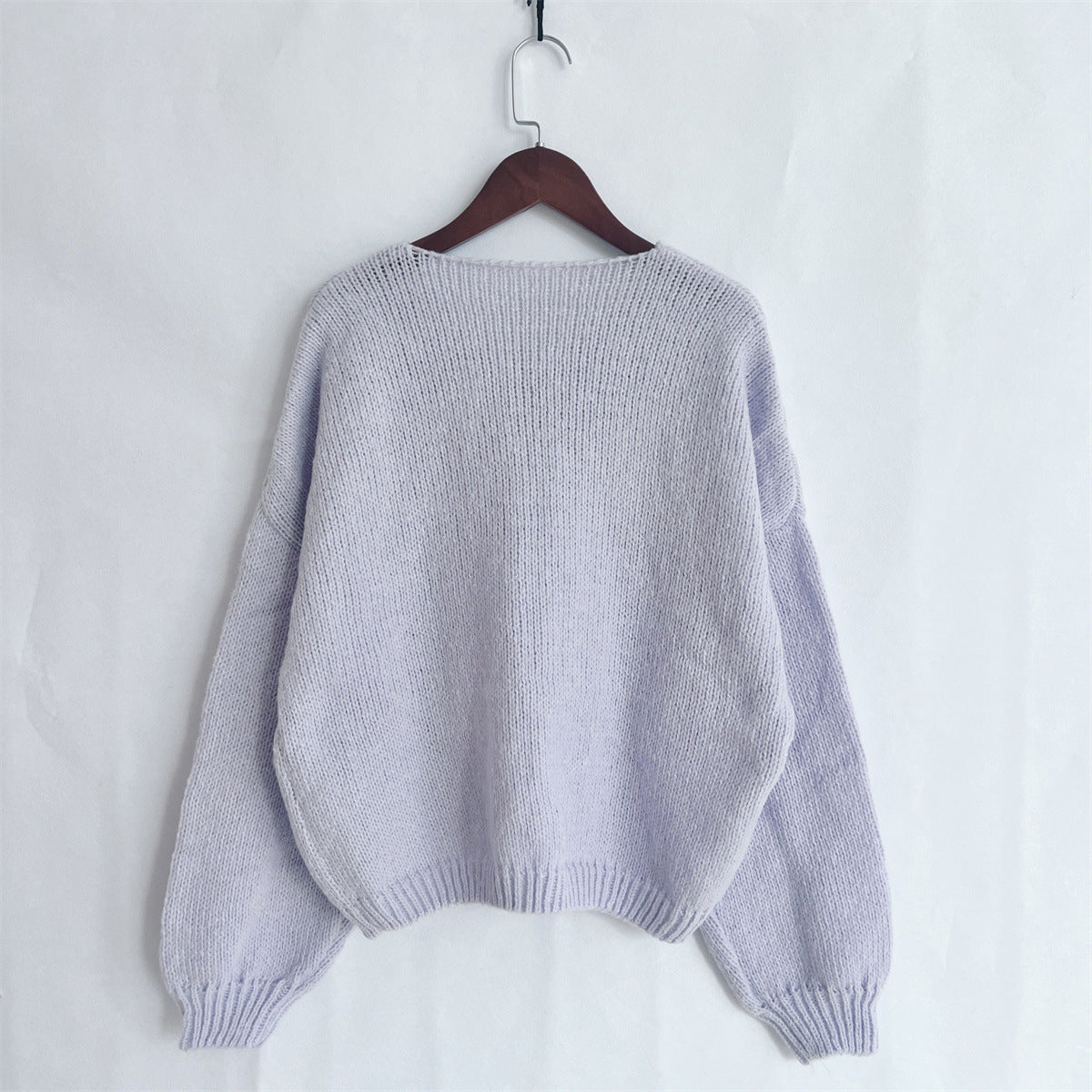 Bow Tie Front Balloon Sleeve Cardigan - purple - 1