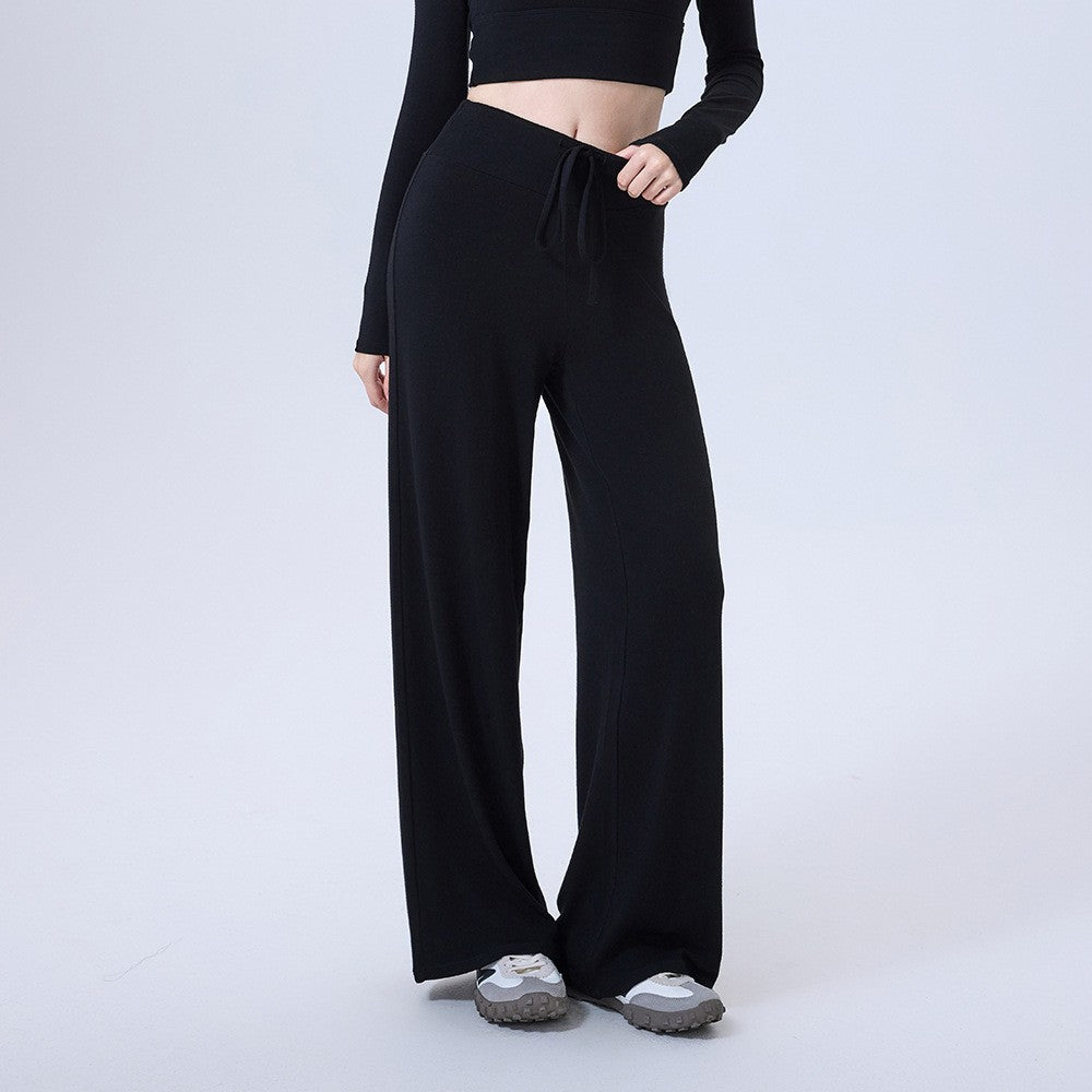 Soft Knit Drawstring Wide Leg Yoga Pants