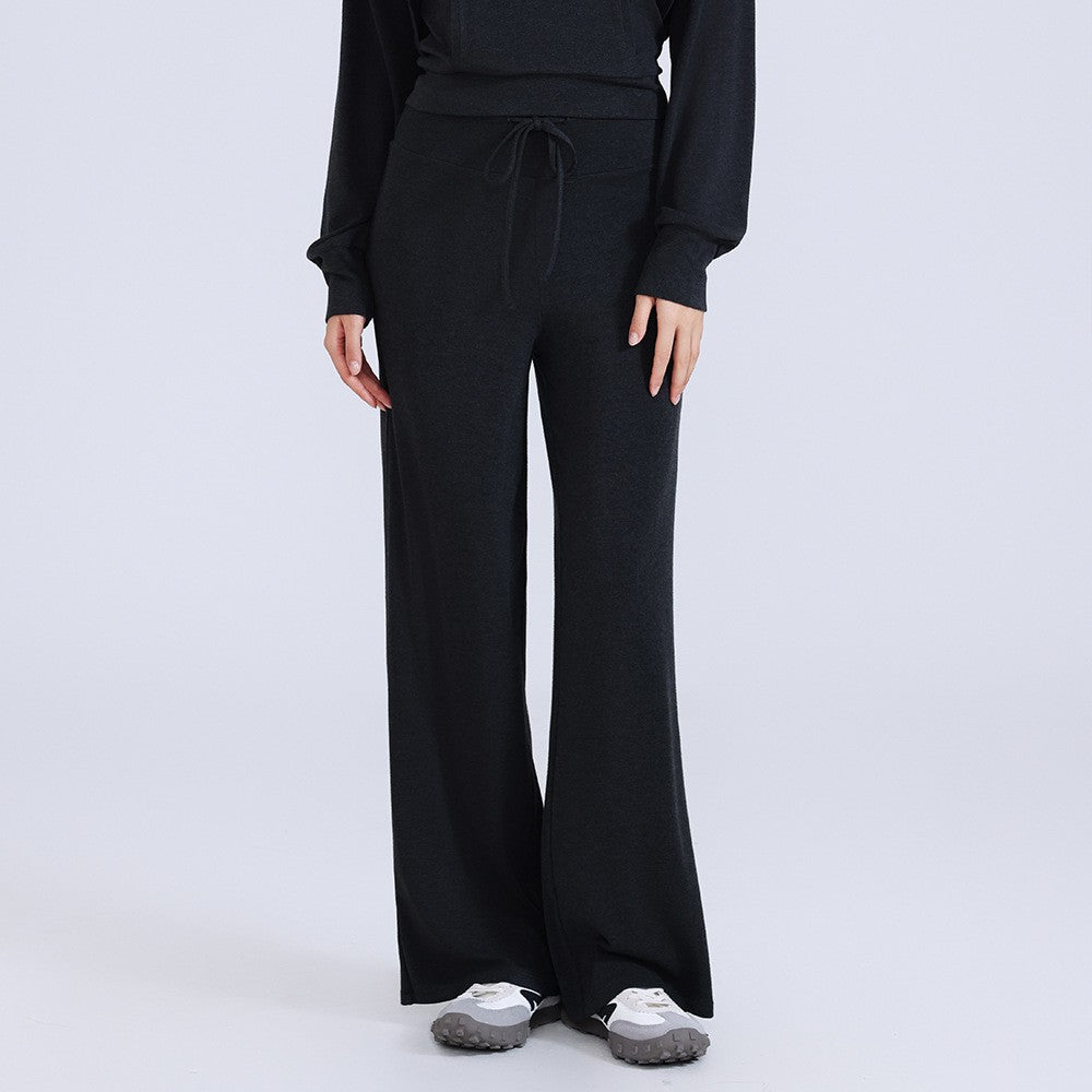 Soft Knit Drawstring Wide Leg Yoga Pants