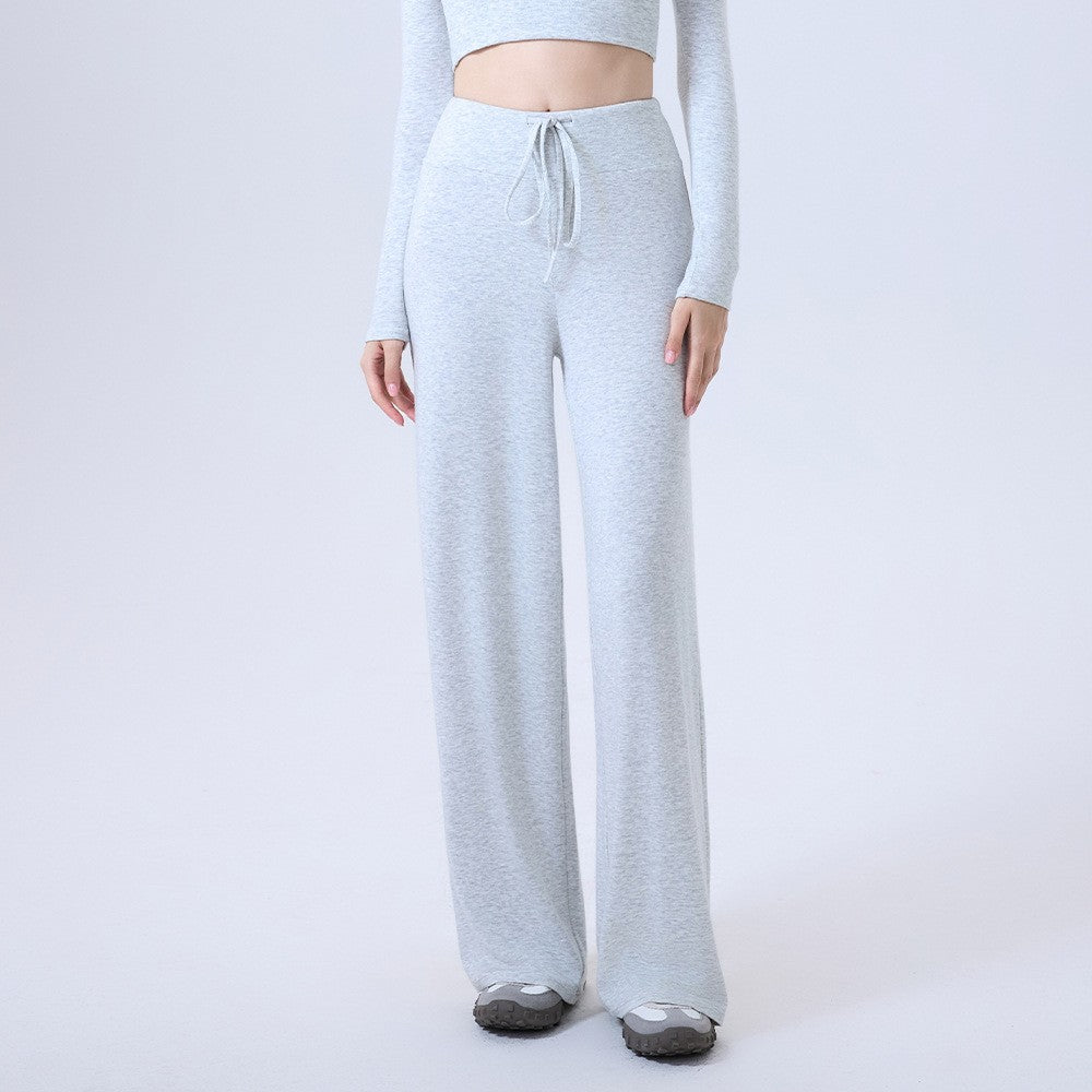 Soft Knit Drawstring Wide Leg Yoga Pants