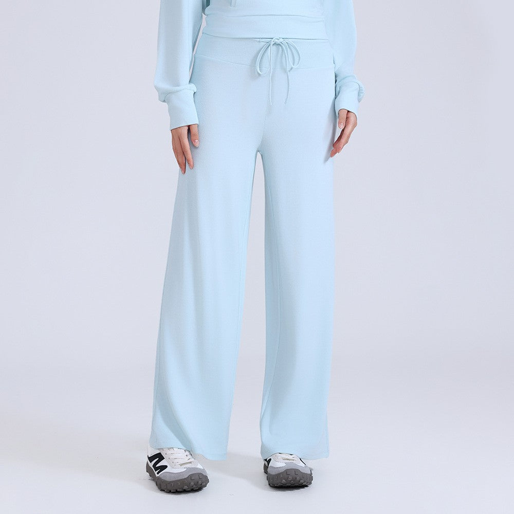 Soft Knit Drawstring Wide Leg Yoga Pants