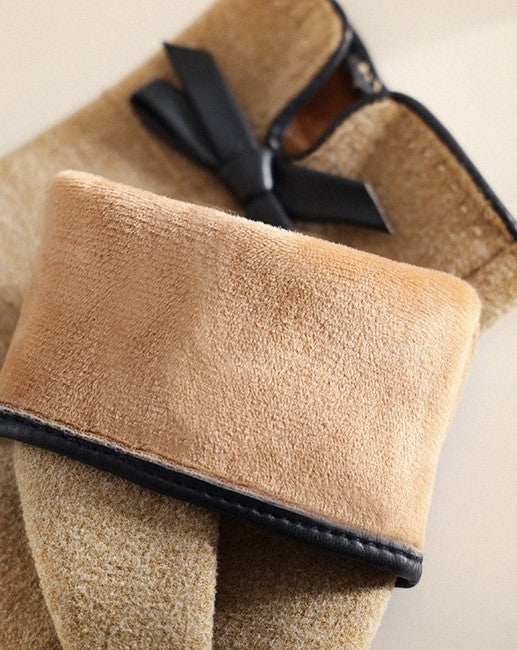 Bow Detail Touchscreen Fleece Gloves - Camel - 2