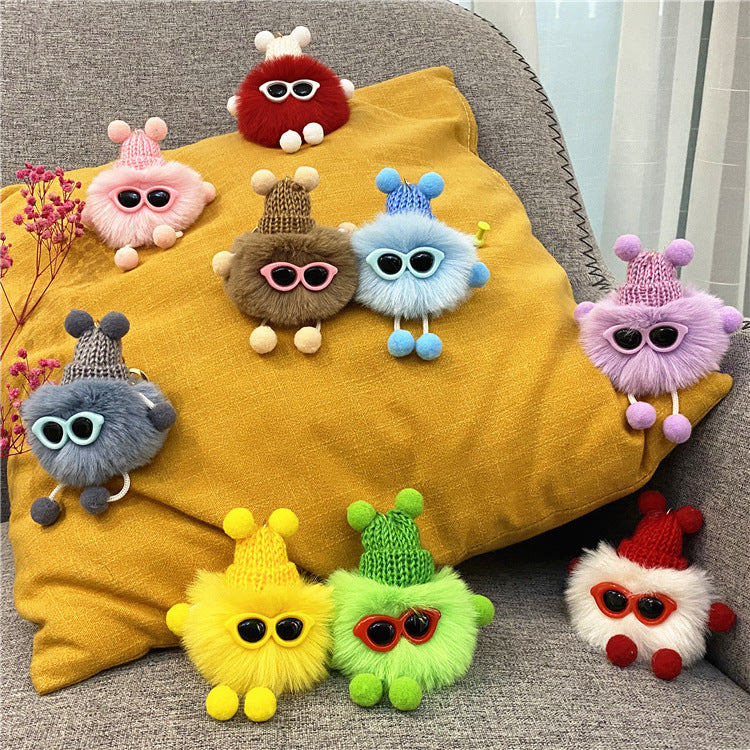 Plush Pom Character Sunglasses Keychain - view 1