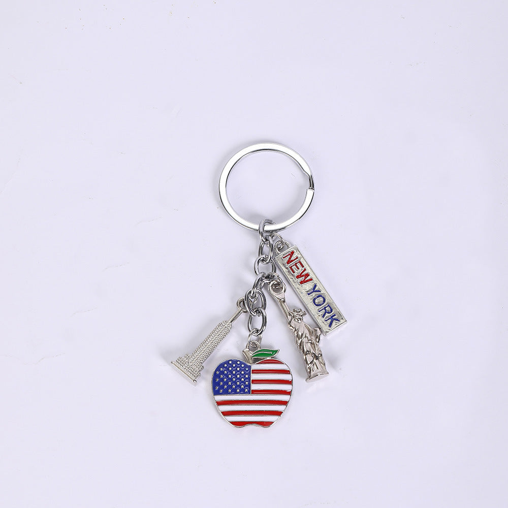 New York Skyline Charm Souvenir Keychain - Apple - 1