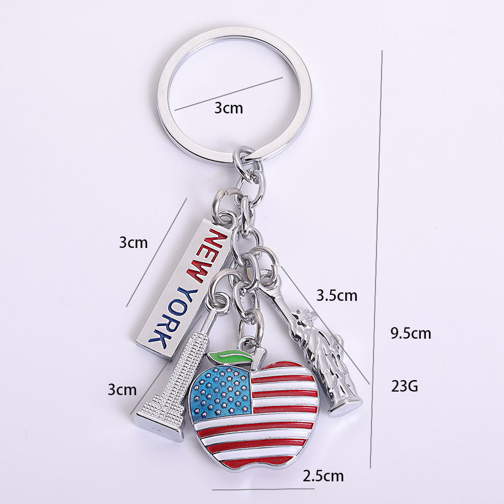 New York Skyline Charm Souvenir Keychain - Apple - 2