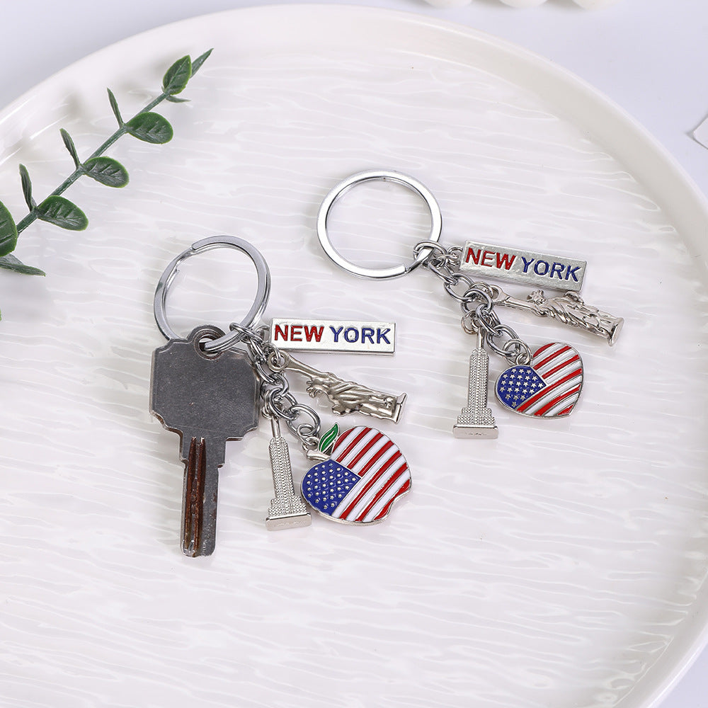New York Skyline Charm Souvenir Keychain - Apple - 3