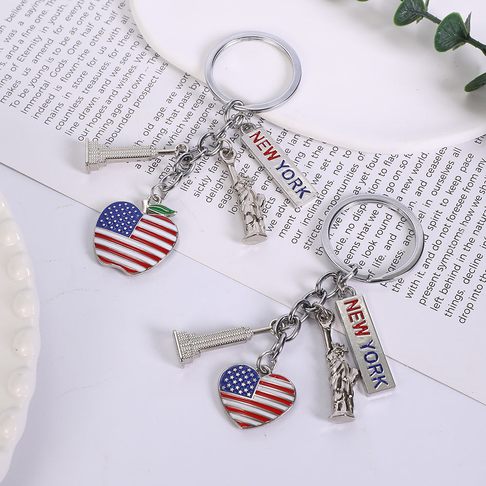 New York Skyline Charm Souvenir Keychain - Apple - 4