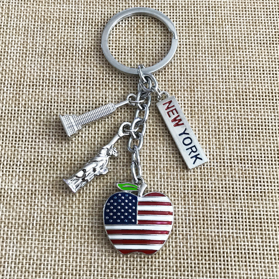 New York Skyline Charm Souvenir Keychain - Apple - 6