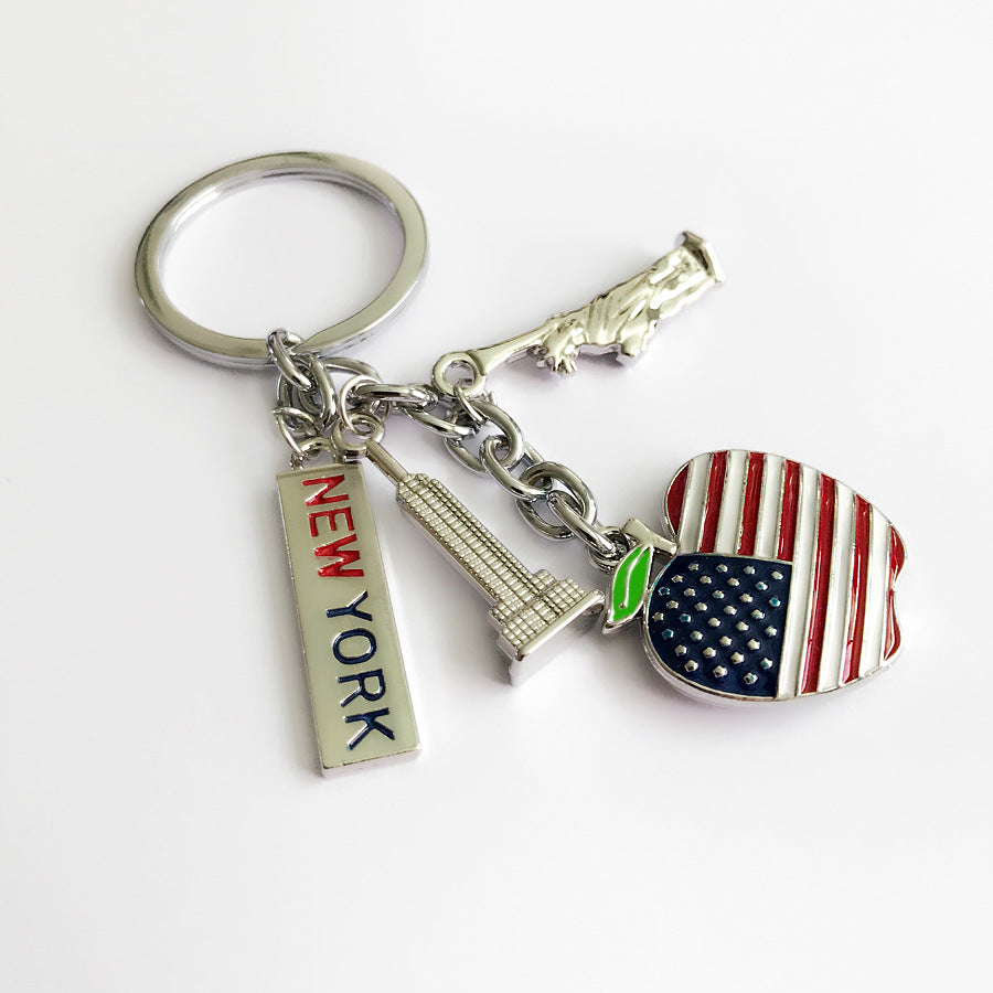 New York Skyline Charm Souvenir Keychain - Apple - 7