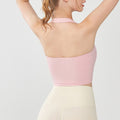 Ruched Halter Longline Padded Workout Sports Bra