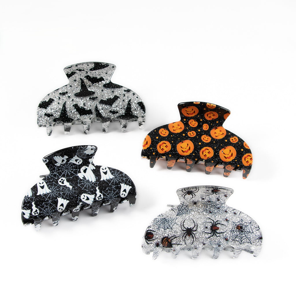 Glitter Halloween Print Hair Claw Clip