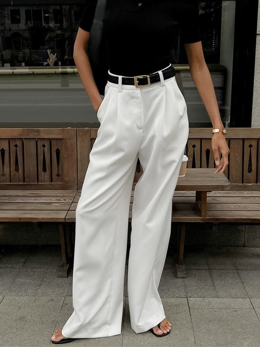 Tailored High Waist Wide Leg Trousers - White